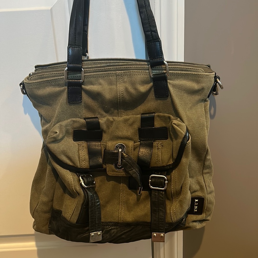 L.A.M.B. Army Green, Multi-Pocket Tote Bag